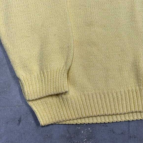 Vintage Hudsons Bay Yellow Cotton Knit Sweater Crewneck Medium - Picture 4 of 5